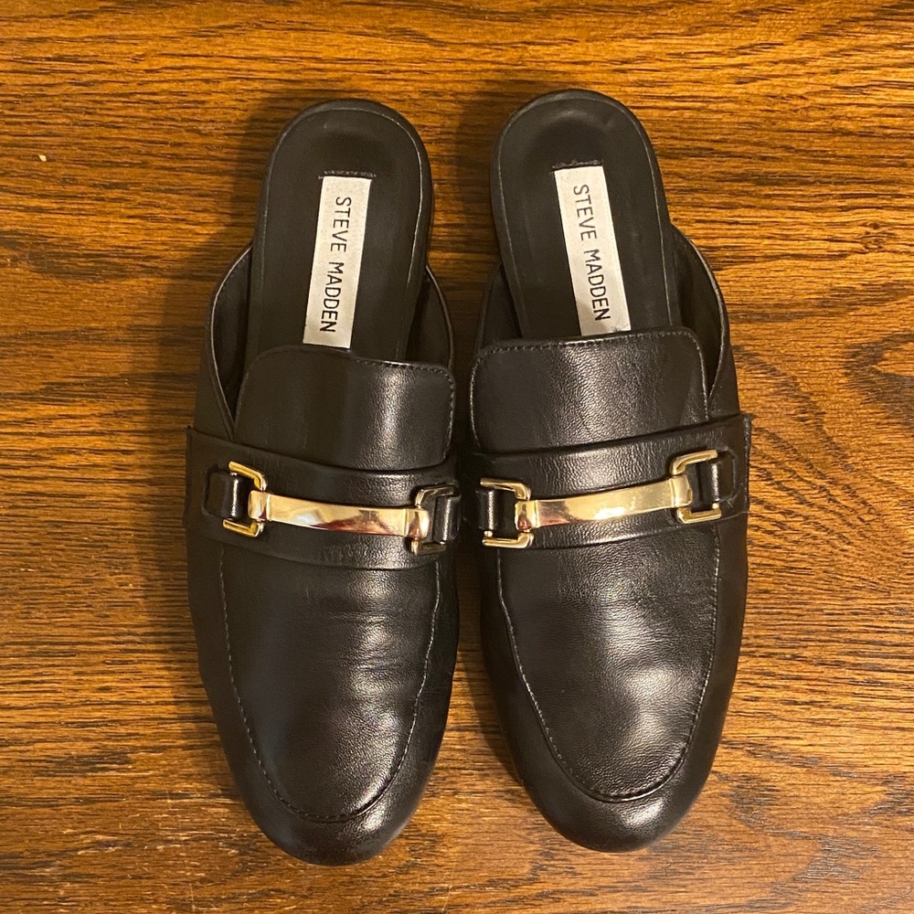 Steve Madden Slip-Ons Black & Gold Size 7 - Picture 9 of 9